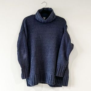 Aerie oversized knit navy blue turtleneck size S (fits M/L)